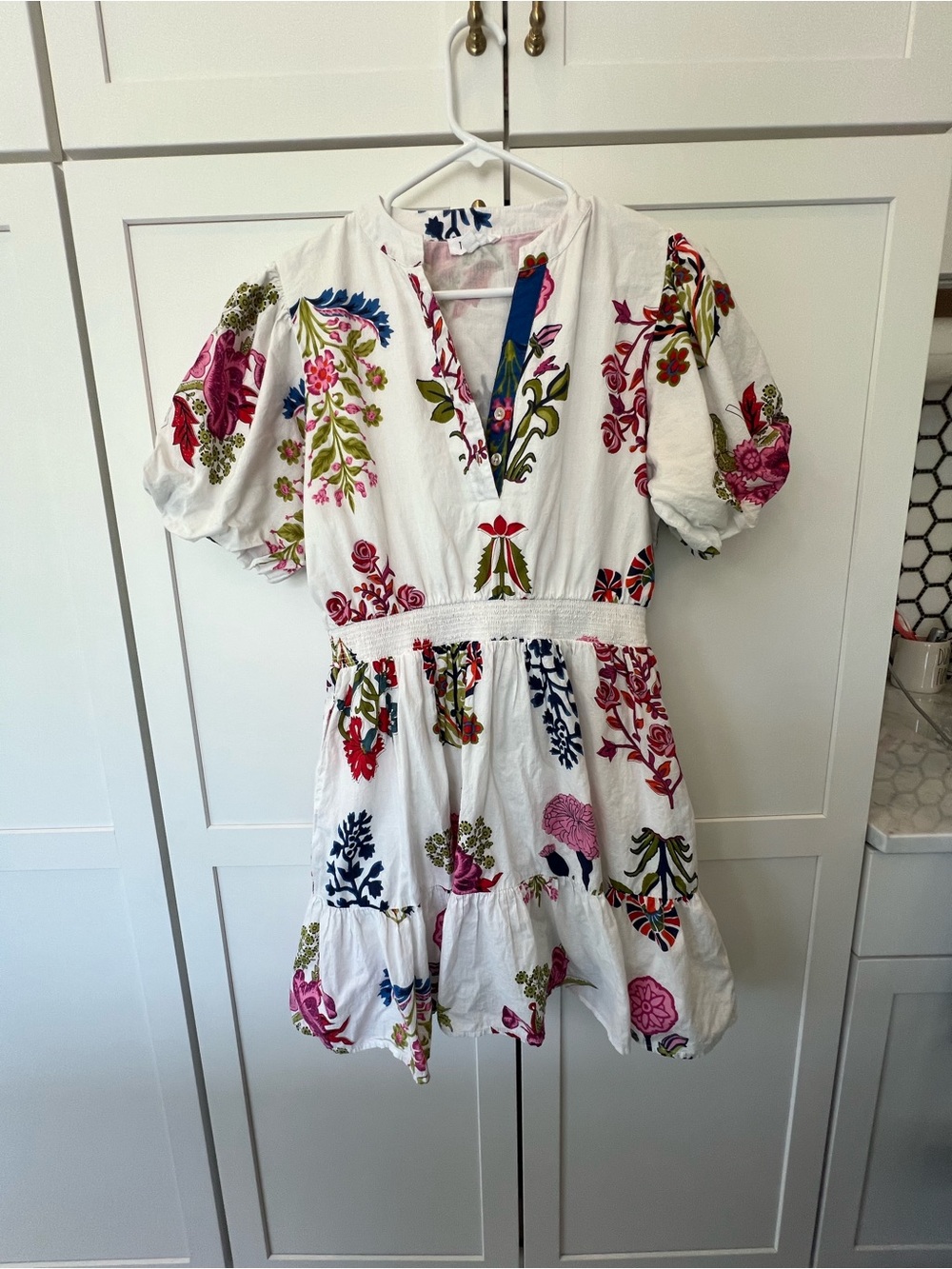 THML White Mini Dress with Vibrant Floral Print